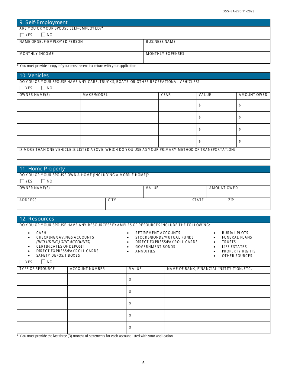Form DSS-EA-270 Application for Medicare Savings Programs - South Dakota, Page 6