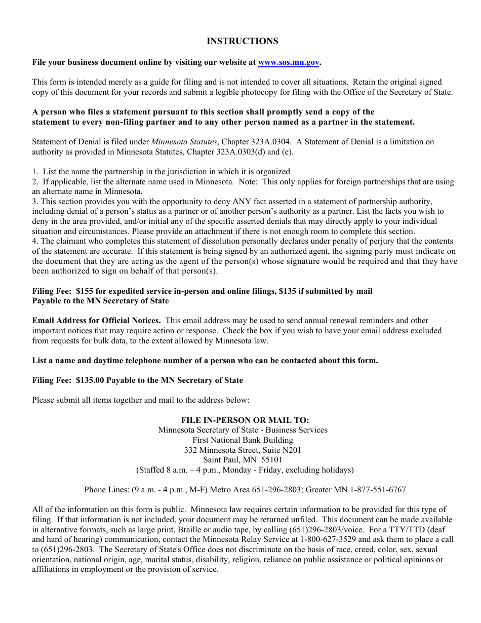 Statement of Denial - Minnesota, Page 3