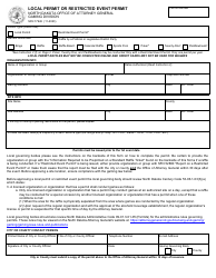 Document preview: Form SFN17926 Local Permit or Restricted Event Permit - North Dakota