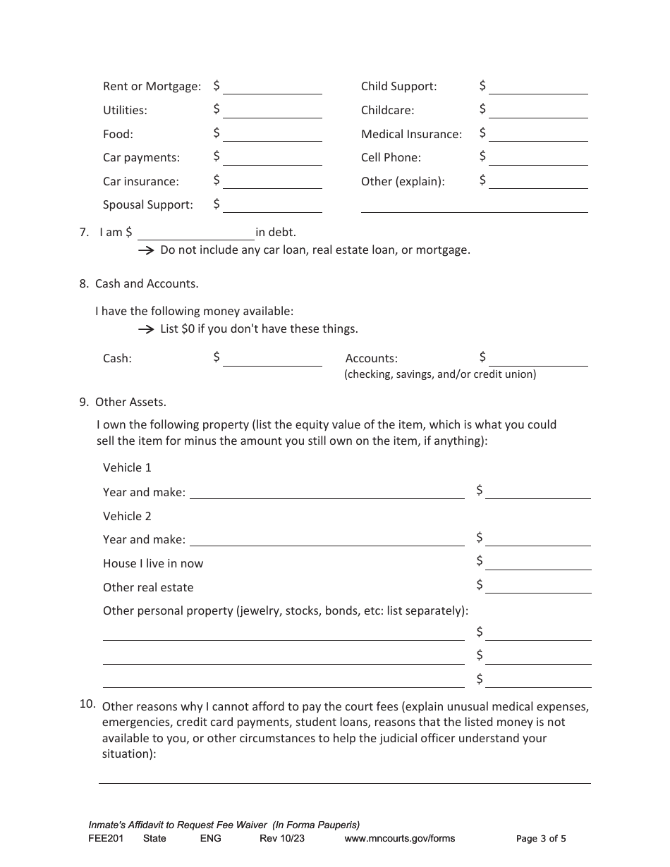 Form FEE201 - Fill Out, Sign Online and Download Fillable PDF ...