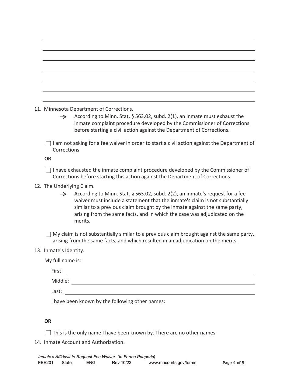 Form FEE201 - Fill Out, Sign Online and Download Fillable PDF ...