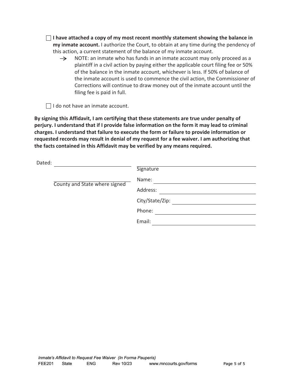 Form FEE201 - Fill Out, Sign Online and Download Fillable PDF ...