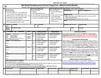 Document preview: Benefit Enrollment and Life Event Change Form - Medical & Dental Benefits - Statutorily Authorized Group (Sag) Employees and Temporary/Seasonal Employees (Hired for Less Than 6 Months) - New Hampshire, 2024
