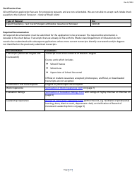 Fast Track Principal Expert Residency Preliminary Certificate Application Form - Rhode Island, Page 3