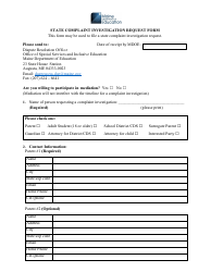 Document preview: State Complaint Investigation Request Form - Maine