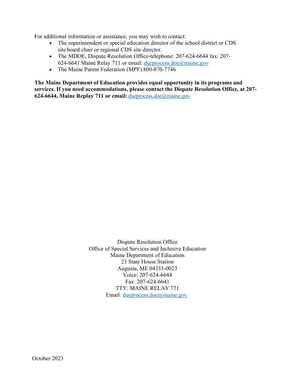 Stand-Alone Mediation Request Form - Maine, Page 5