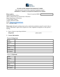Document preview: Stand-Alone Mediation Request Form - Maine