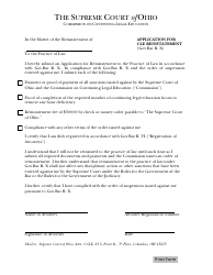 Document preview: Application for Cle Reinstatement - Ohio
