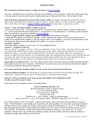 Minnesota Limited Liability Company | Articles of Organization - Minnesota, Page 3