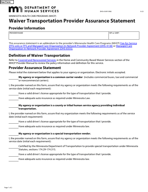 Form DHS-6189Y-ENG  Printable Pdf