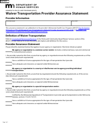 Form DHS-6189Y-ENG Waiver Transportation Provider Assurance Statement - Minnesota Health Care Programs (Mhcp) - Minnesota