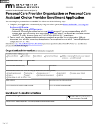 Document preview: Form DHS-4022 Personal Care Provider Organization or Personal Care Assistant Choice Provider Enrollment Application - Minnesota