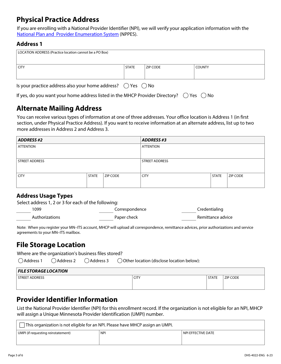 Form DHS-4022 Personal Care Provider Organization or Personal Care Assistant Choice Provider Enrollment Application - Minnesota, Page 3