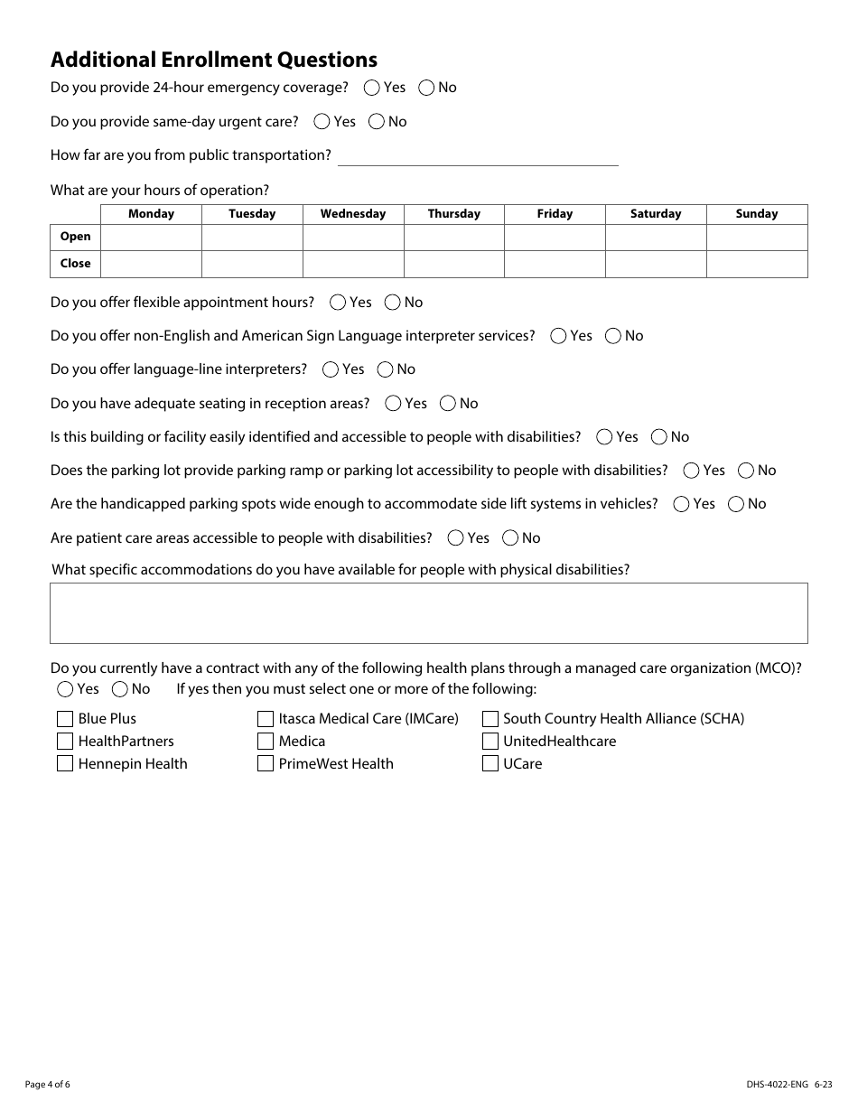 Form DHS-4022 Personal Care Provider Organization or Personal Care Assistant Choice Provider Enrollment Application - Minnesota, Page 4