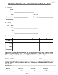 Form DOT4-530 Application for Kalanianaole Highway High Occupancy Vehicle Permit - Hawaii