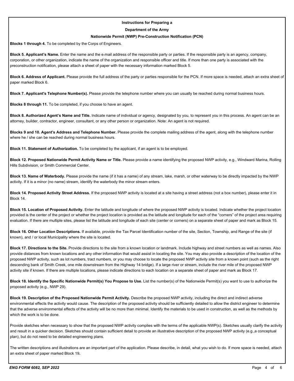 ENG Form 6082 Nationwide Permit Pre-construction Notification (Pcn), Page 4