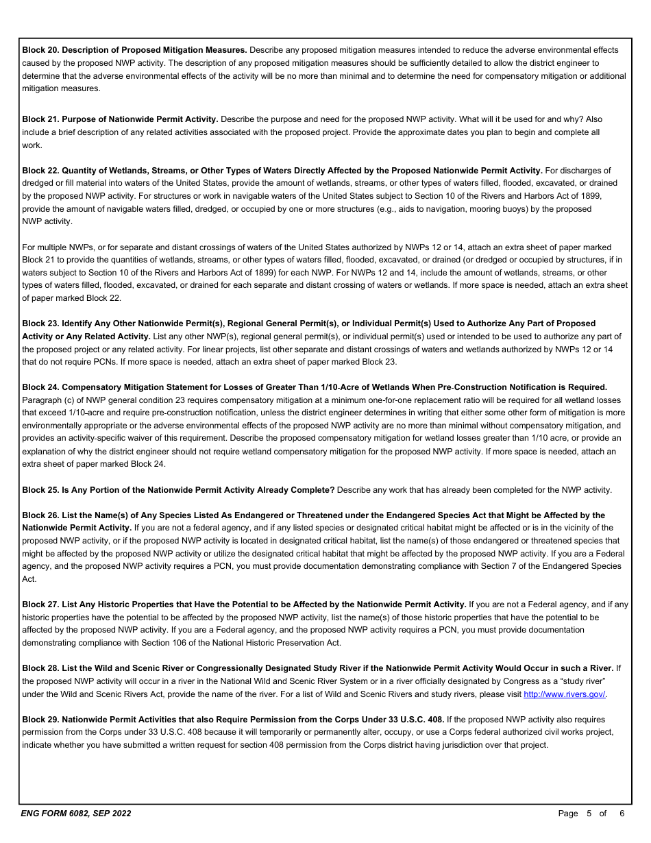 ENG Form 6082 Nationwide Permit Pre-construction Notification (Pcn), Page 5