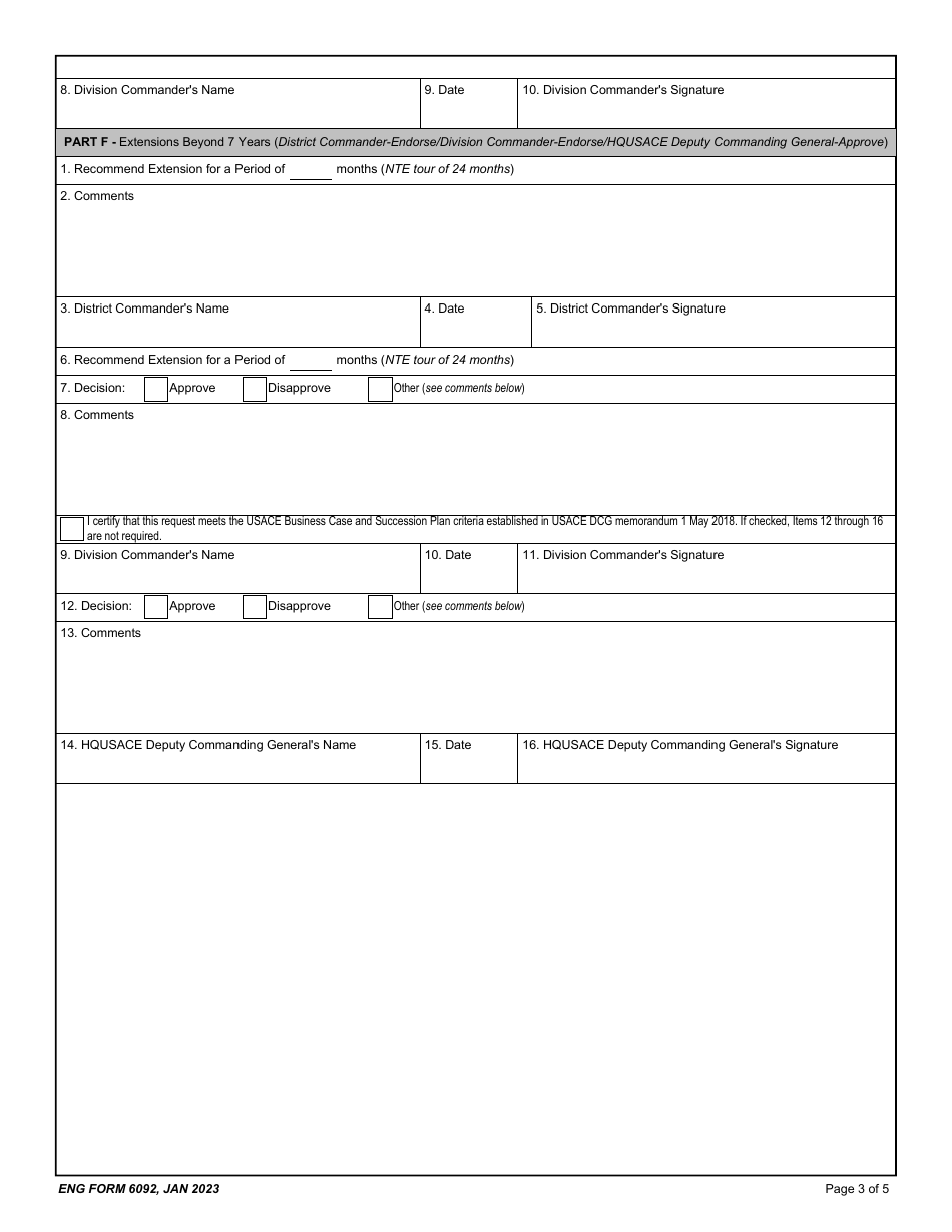 ENG Form 6092 Request for Usace Foreign Overseas Tour Extension, Page 3