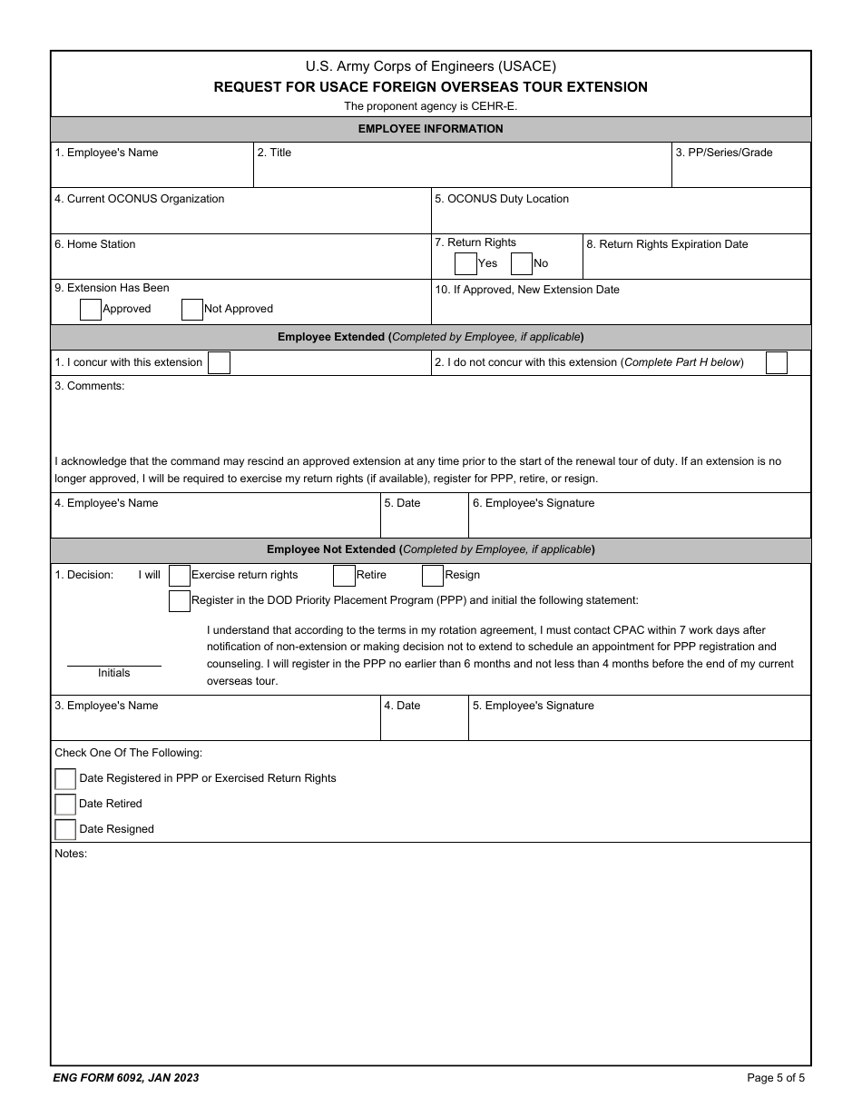 ENG Form 6092 Request for Usace Foreign Overseas Tour Extension, Page 5