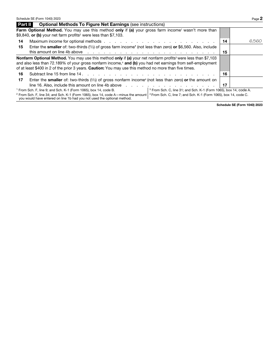 IRS Form 1040 Schedule SE Download Fillable PDF or Fill Online Self