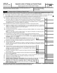 IRS Formulario 1040 (SP) Anexo SE Impuesto Sobre El Trabajo Por Cuenta Propia (Spanish)