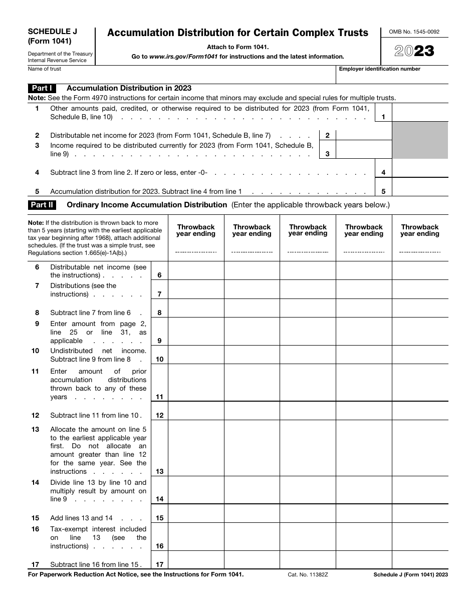 IRS Form 1041 Schedule J Download Fillable PDF or Fill Online