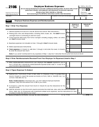 Document preview: IRS Form 2106 Employee Business Expenses, 2023