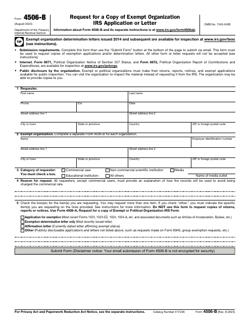 IRS Form 4506-B Request for a Copy of Exempt Organization IRS Application or Letter