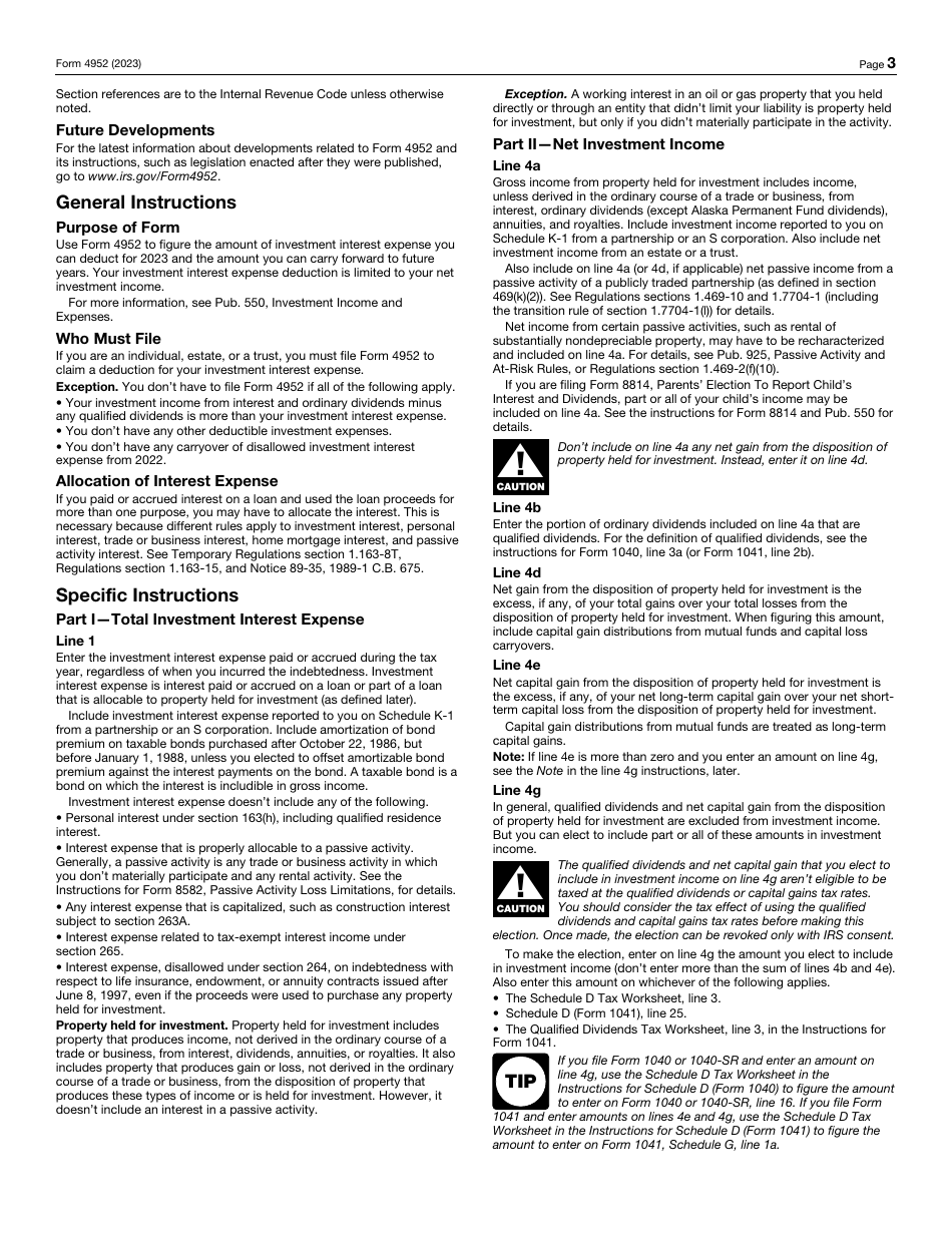 IRS Form 4952 Investment Interest Expense Deduction, Page 3