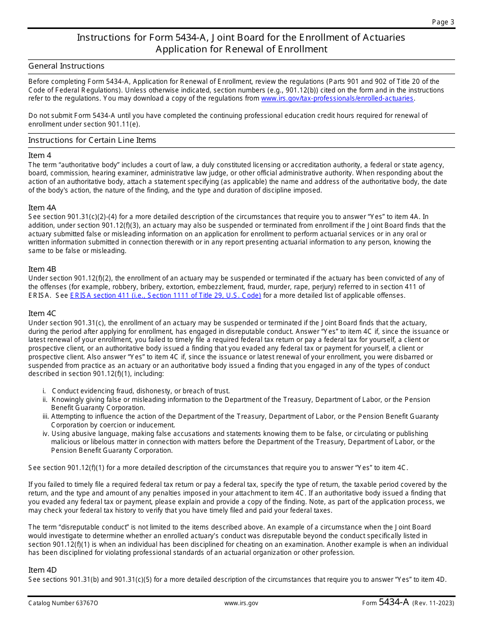 IRS Form 5434-A Application for Renewal of Enrollment - Joint Board for the Enrollment of Actuaries, Page 3