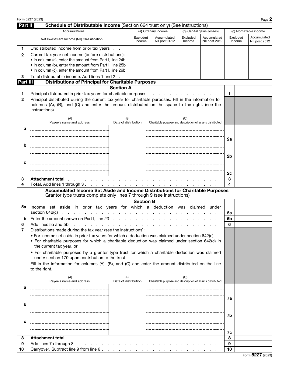 IRS Form 5227 Download Fillable PDF or Fill Online Split-Interest Trust ...