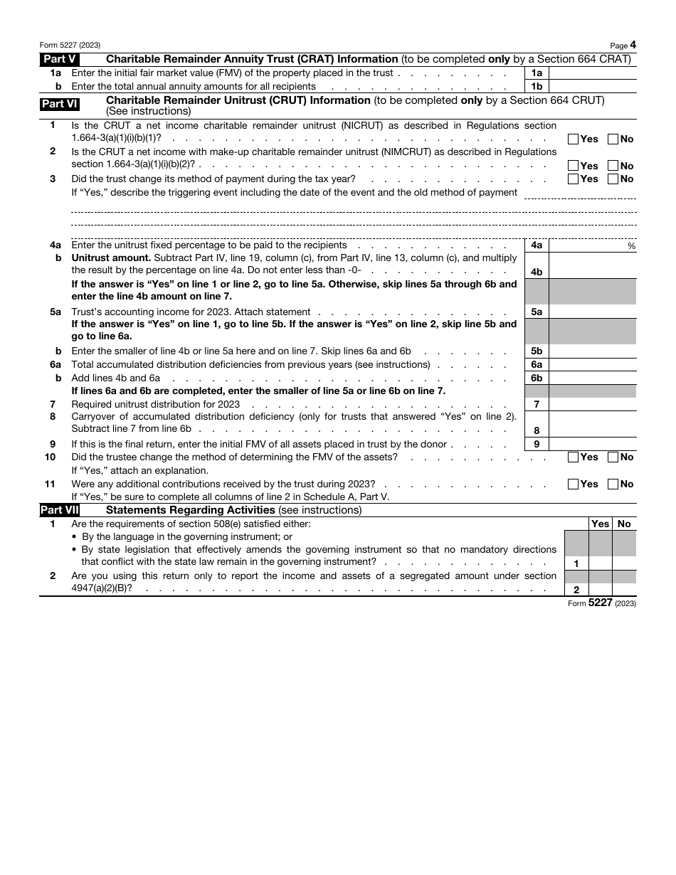 IRS Form 5227 Split-Interest Trust Information Return, Page 4
