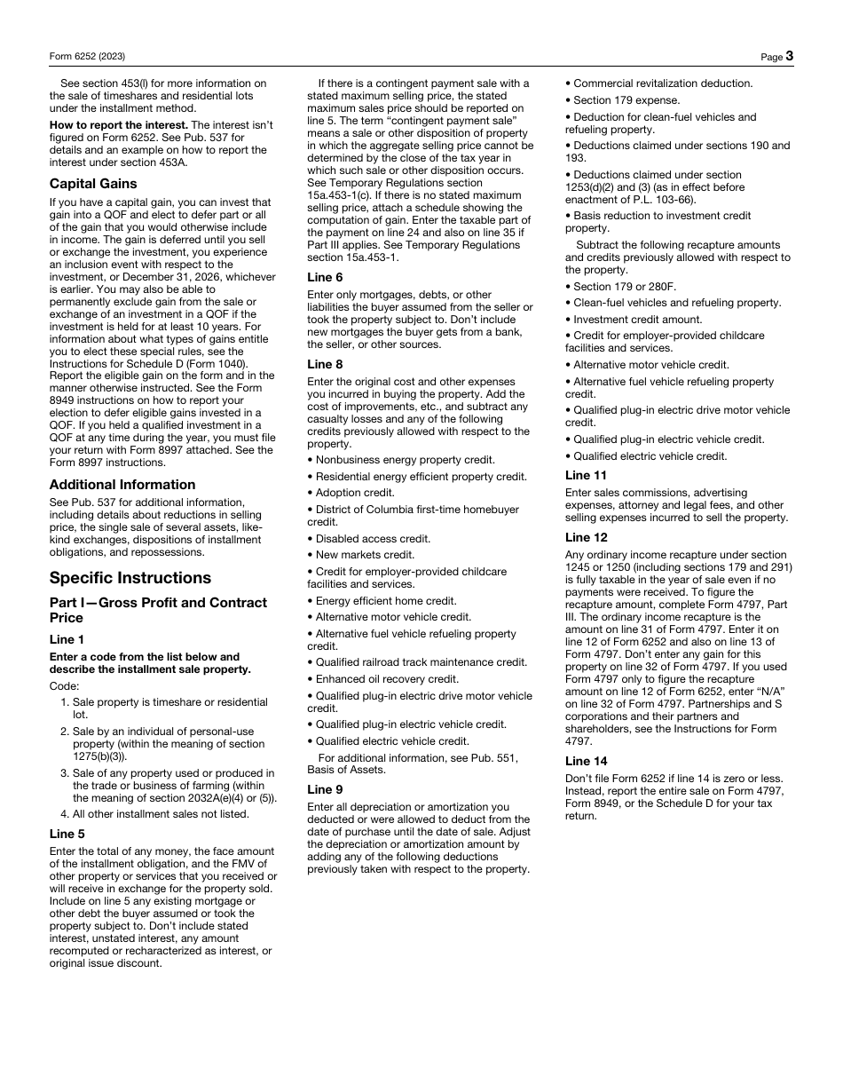 IRS Form 6252 Installment Sale Income, Page 3