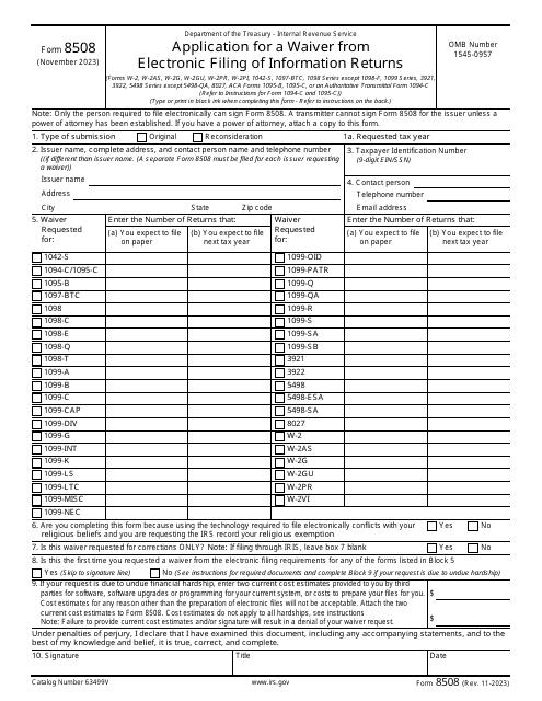IRS Form 8508  Printable Pdf