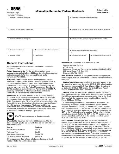 IRS Form 8596  Printable Pdf