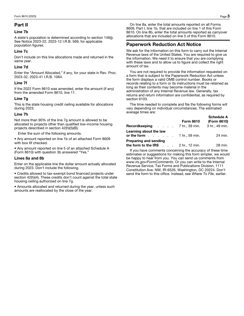 IRS Form 8610 Annual Low-Income Housing Credit Agencies Report, Page 3