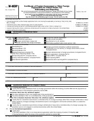 Document preview: IRS Form W-8EXP Certificate of Foreign Government or Other Foreign Organization for United States Tax Withholding and Reporting