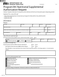 Form DHS-5849-ENG Nutritional Supplemental Authorization Request - Program Hh - Minnesota