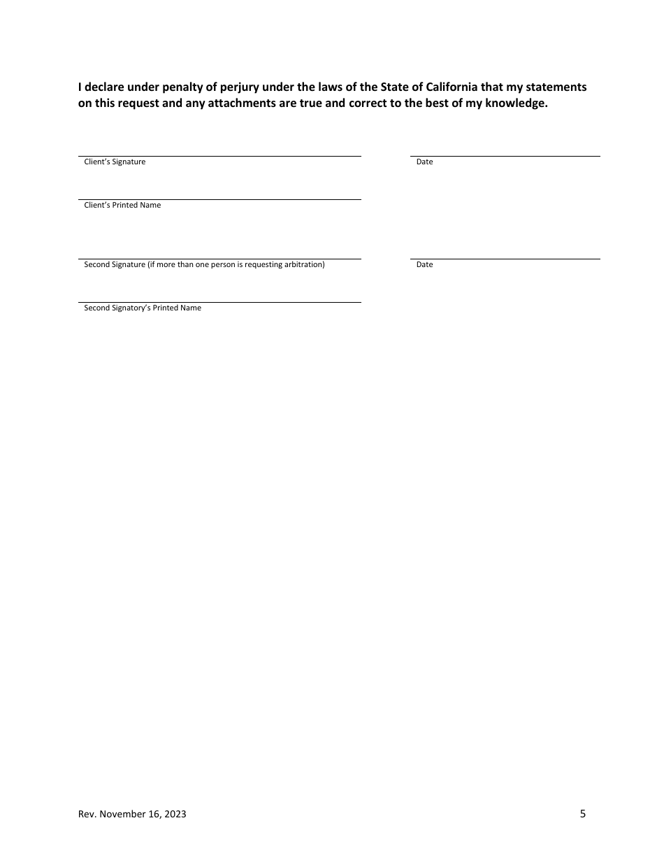 Request for Arbitration of a Fee Dispute - California, Page 5