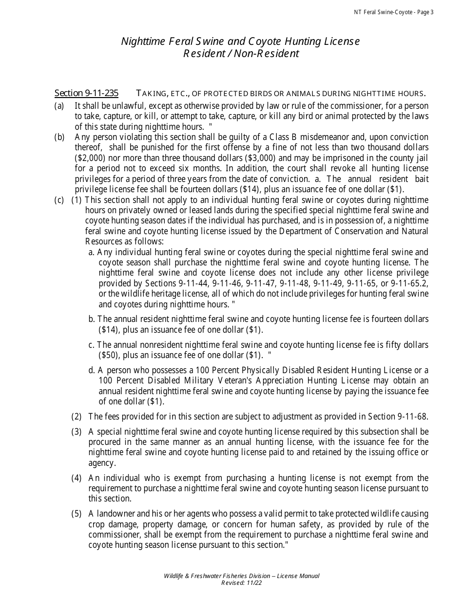 Nighttime Feral Swine / Coyote Hunting License - Alabama, Page 4