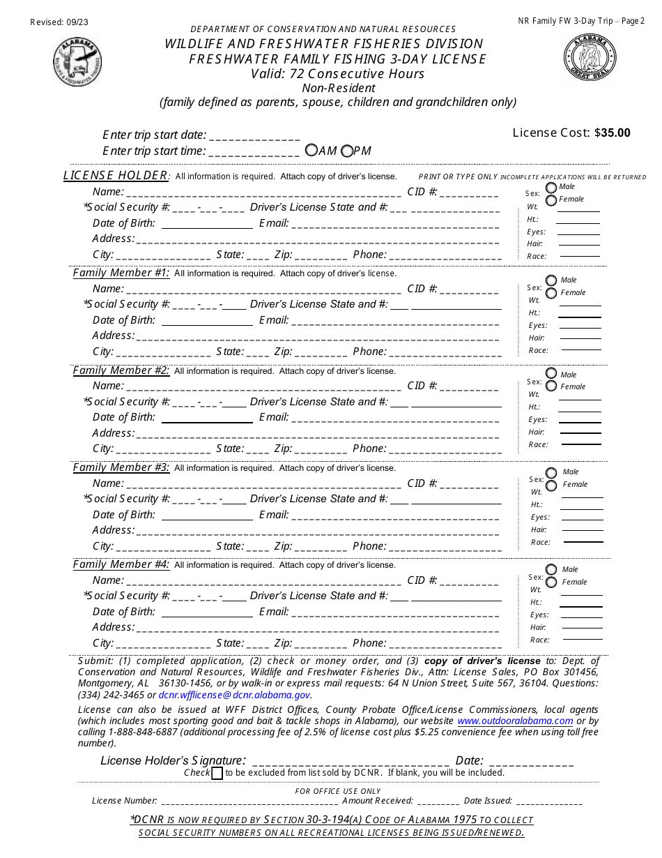 Freshwater Family Fishing 3-day License - Non-resident - Alabama, Page 2