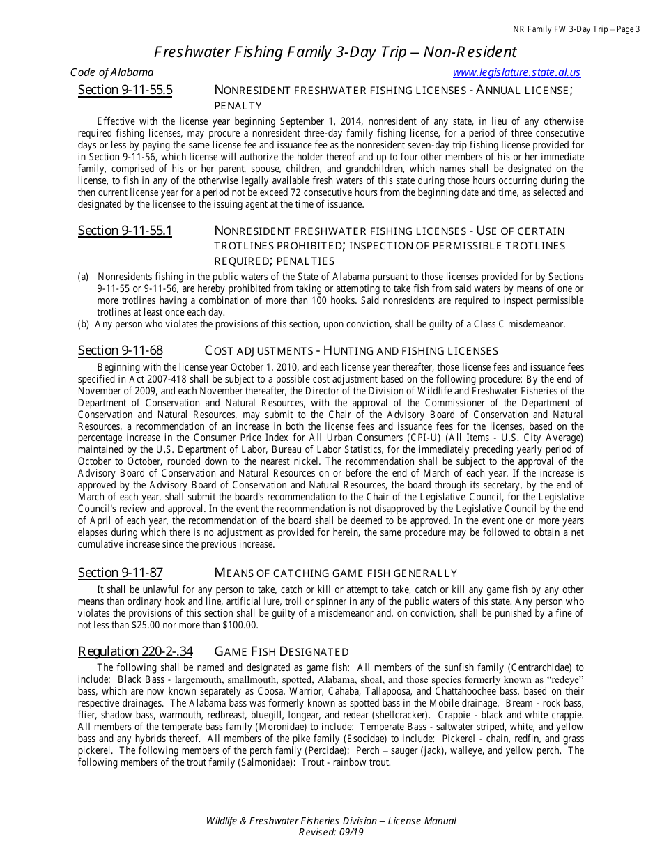 Freshwater Family Fishing 3-day License - Non-resident - Alabama, Page 4