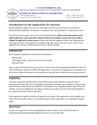 Document preview: Application for Services - Rhode Island