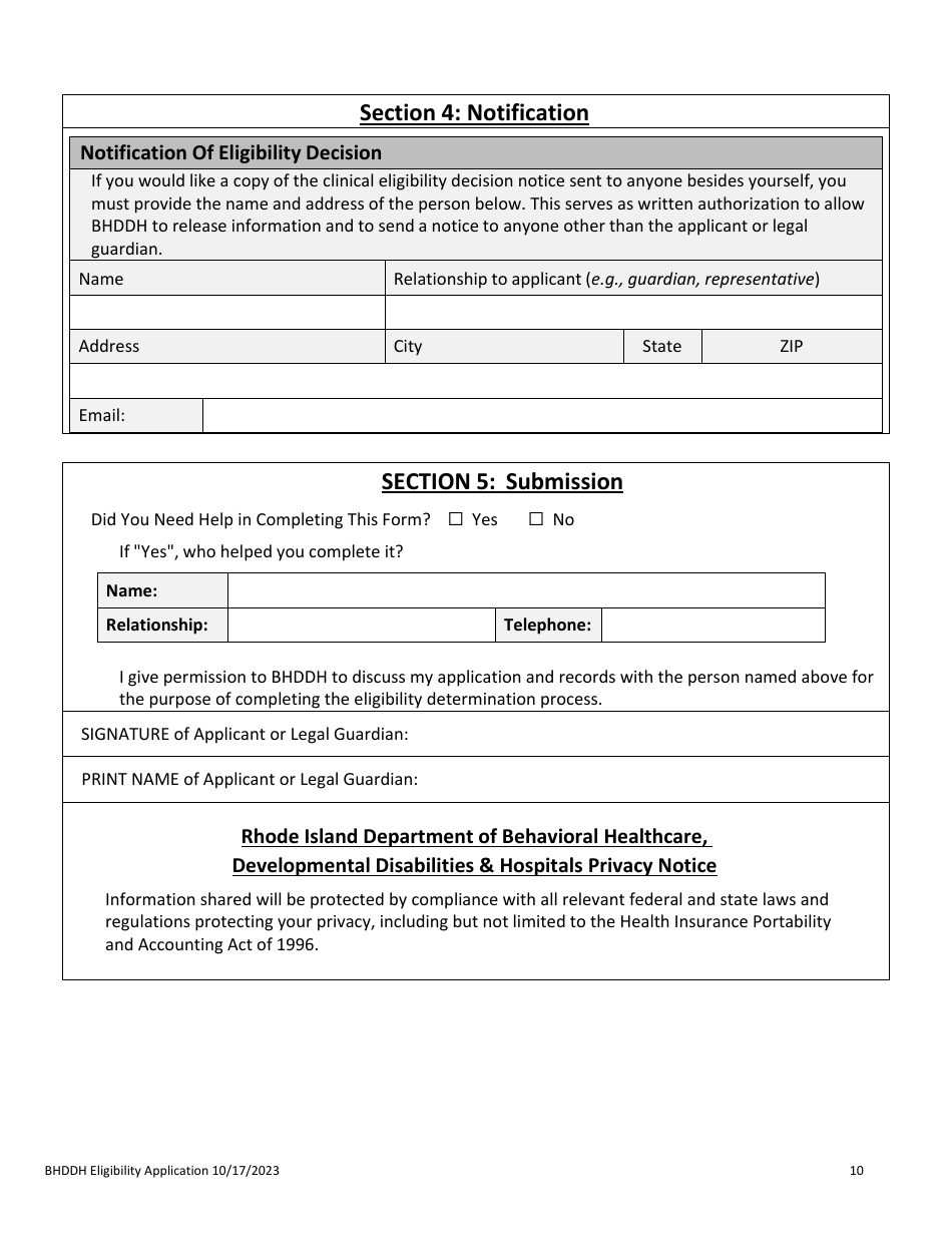 Application for Services - Rhode Island, Page 12