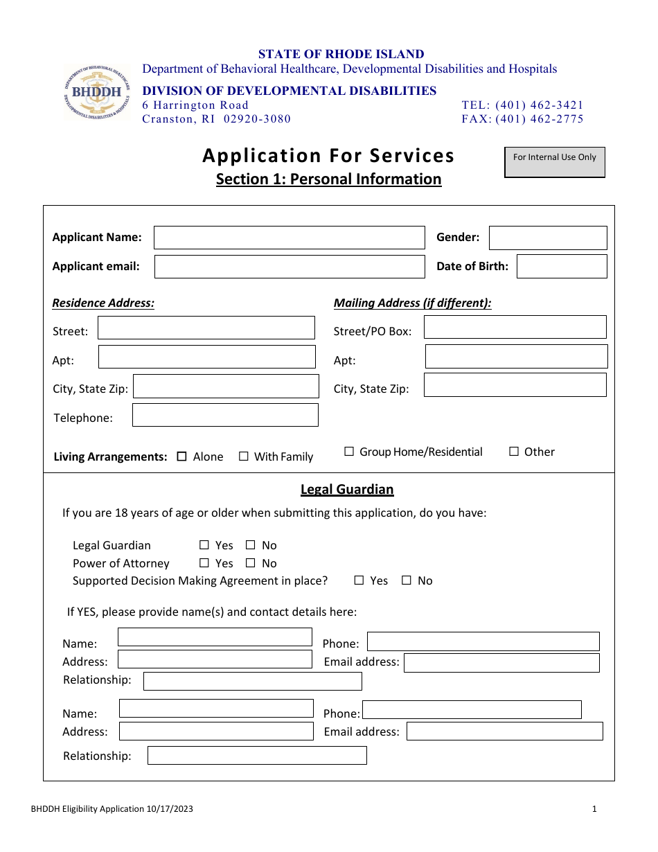Application for Services - Rhode Island, Page 3
