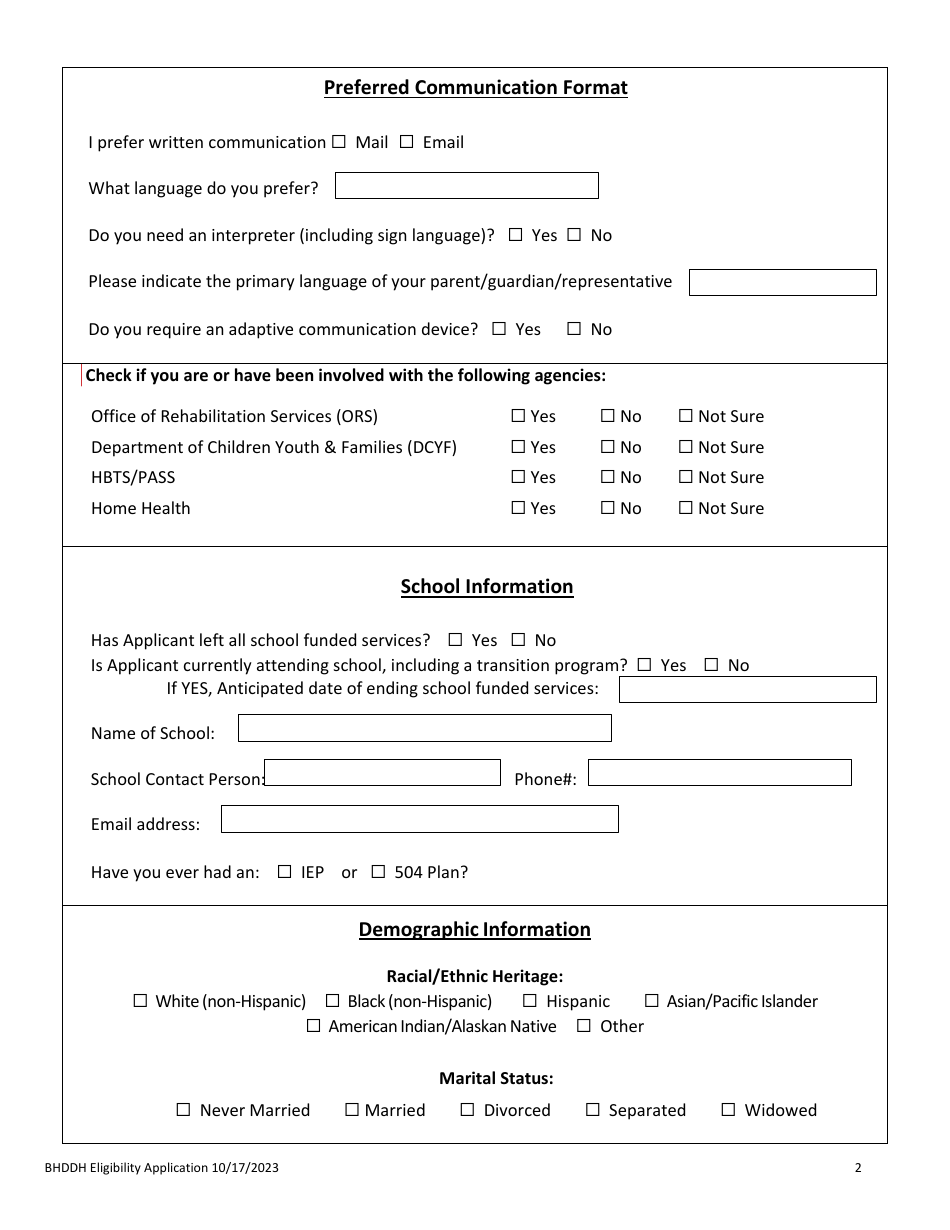 Application for Services - Rhode Island, Page 4
