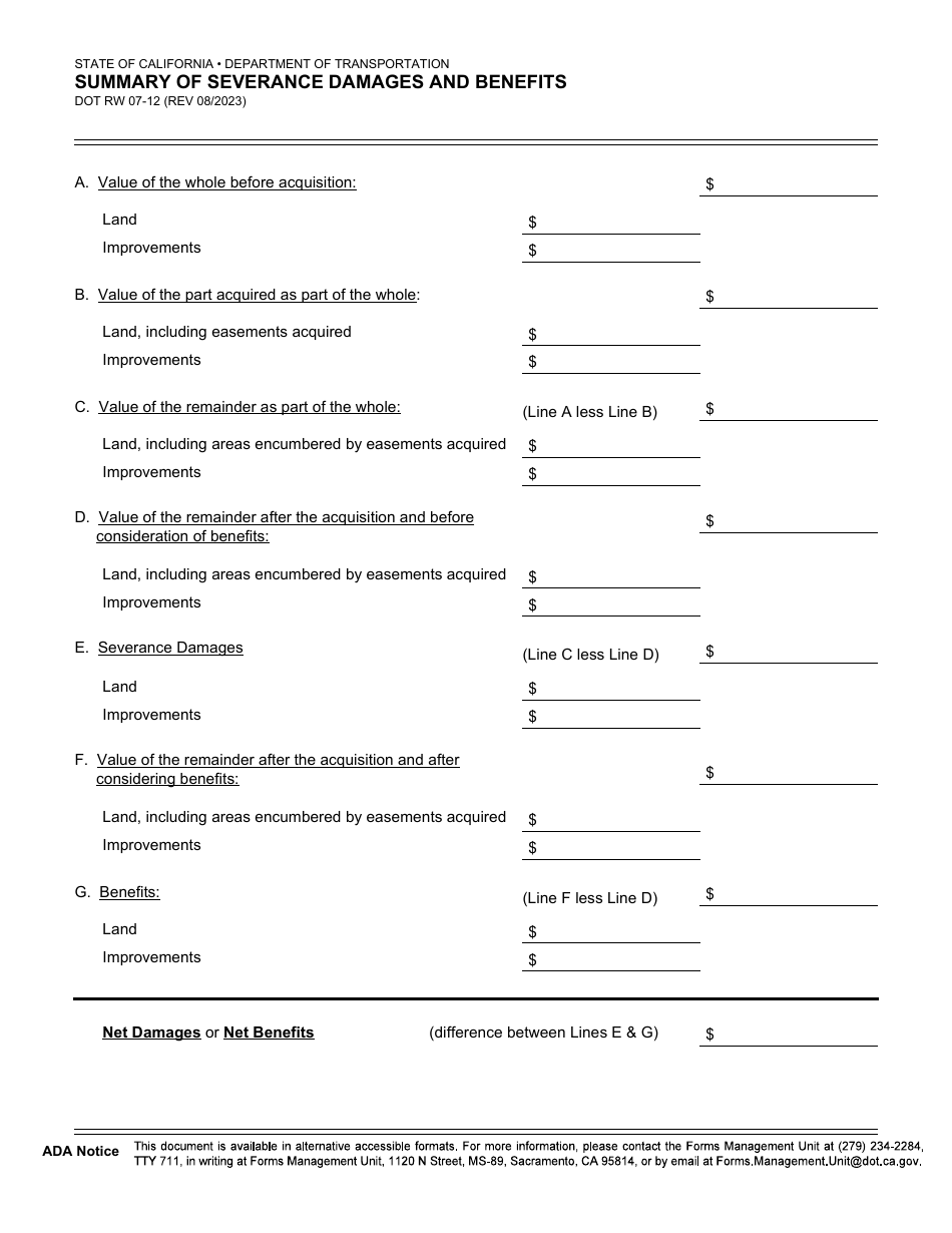 Form DOT RW07-12 - Fill Out, Sign Online and Download Fillable PDF ...