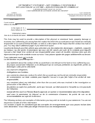 Form 48.2 Victim Impact Statement - Not Criminally Responsible - Ontario, Canada (English/French)