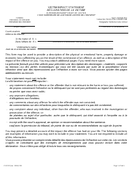 Form 34.2 Victim Impact Statement - Ontario, Canada (English/French)