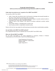 Form DWC020SI Self-insured Governmental Entity Coverage Information - Texas, Page 2